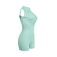 thumbnail image 4 of VISgogo Body corto sin mangas para mujer, color sólido acanalado en la parte delantera con media cremallera Slim Fit Jumpsuit Clubwear VISgogo  moda, 4 of 6