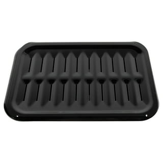 Range Kleen Broiler Pans for Ovens - Bp102x 2 PC Black Porcelain Coated Steel Oven Broiler Pan with Rack 16 x 12.5 x 1.6 Inches (Black)