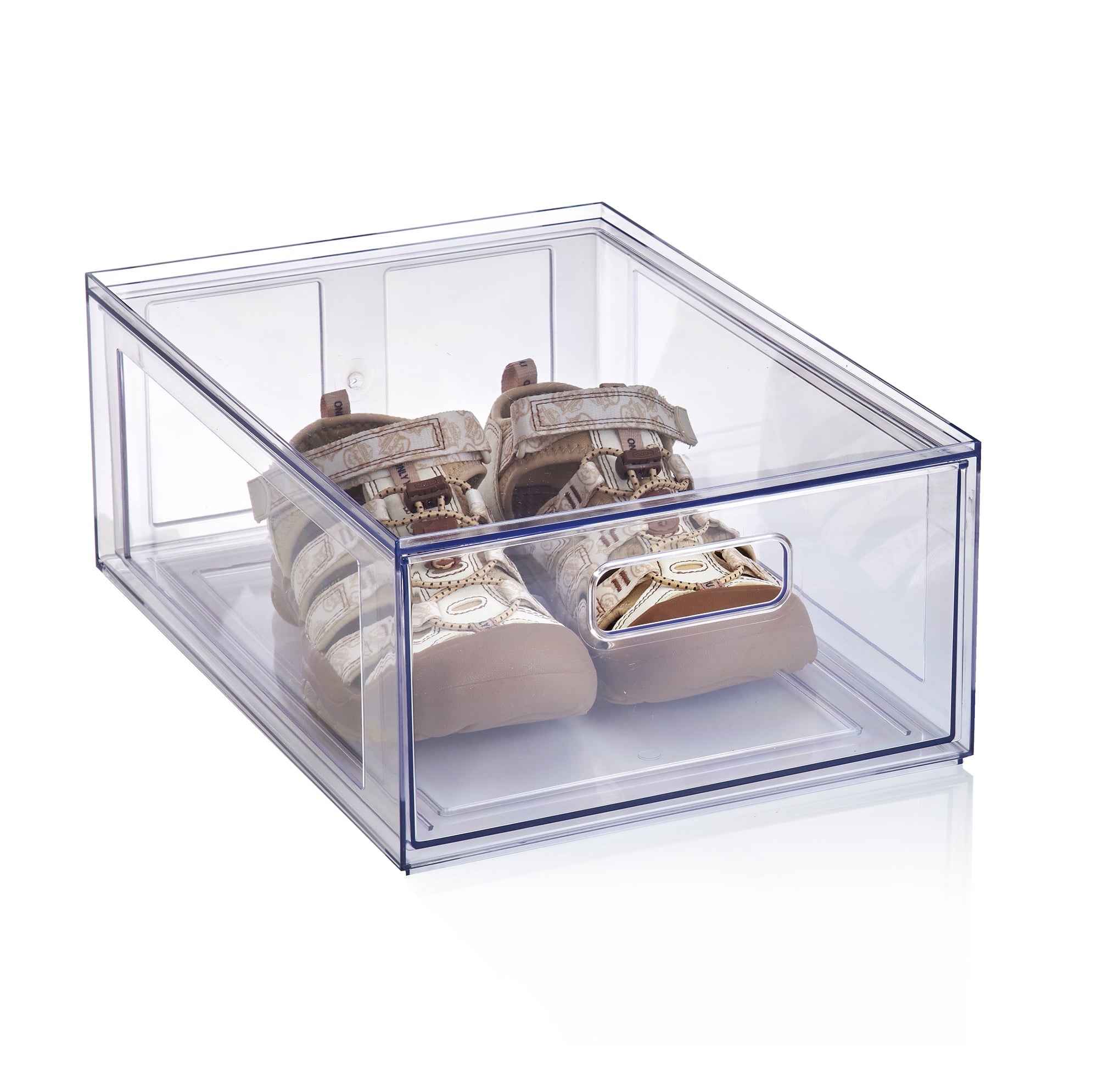 Mainstays Clear Glossy Plastic Pull-Out Closet Drawer Medium Size, Adult Size, dimension:14" L x 9.8" W x 5.5" H