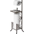 thumbnail image 1 of Simple Houseware English Style Bathroom Toilet Tissue Roll Holder Stand with Shelf, Bronze, 1 of 8