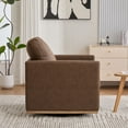 thumbnail image 4 of NEW 30.7"W Upholstered Square Swivel Accent Chair and Comfy Accent Single Sofa Chair, 360 Degree Club Chair, Lounge Armchair for Living Room Bedroom Apartment Nursery.Coffee PU, 4 of 8