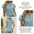 thumbnail image 5 of Slatcetga Women Short Ruffled Sleeves T Shirt V Neck Hollow Out Dots Loose Type Summer Casual Top Light Blue XXL, 5 of 6