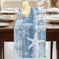 thumbnail image 3 of Table Runners 72 Inches Long Dress Scarves, Haze Blue Coastal Farmhouse Kitchen/Dining Table Runner, Coffee Tablerunners, Summer Beach Nautical Starfish Coral Vintage 18x72 Inch, 3 of 9