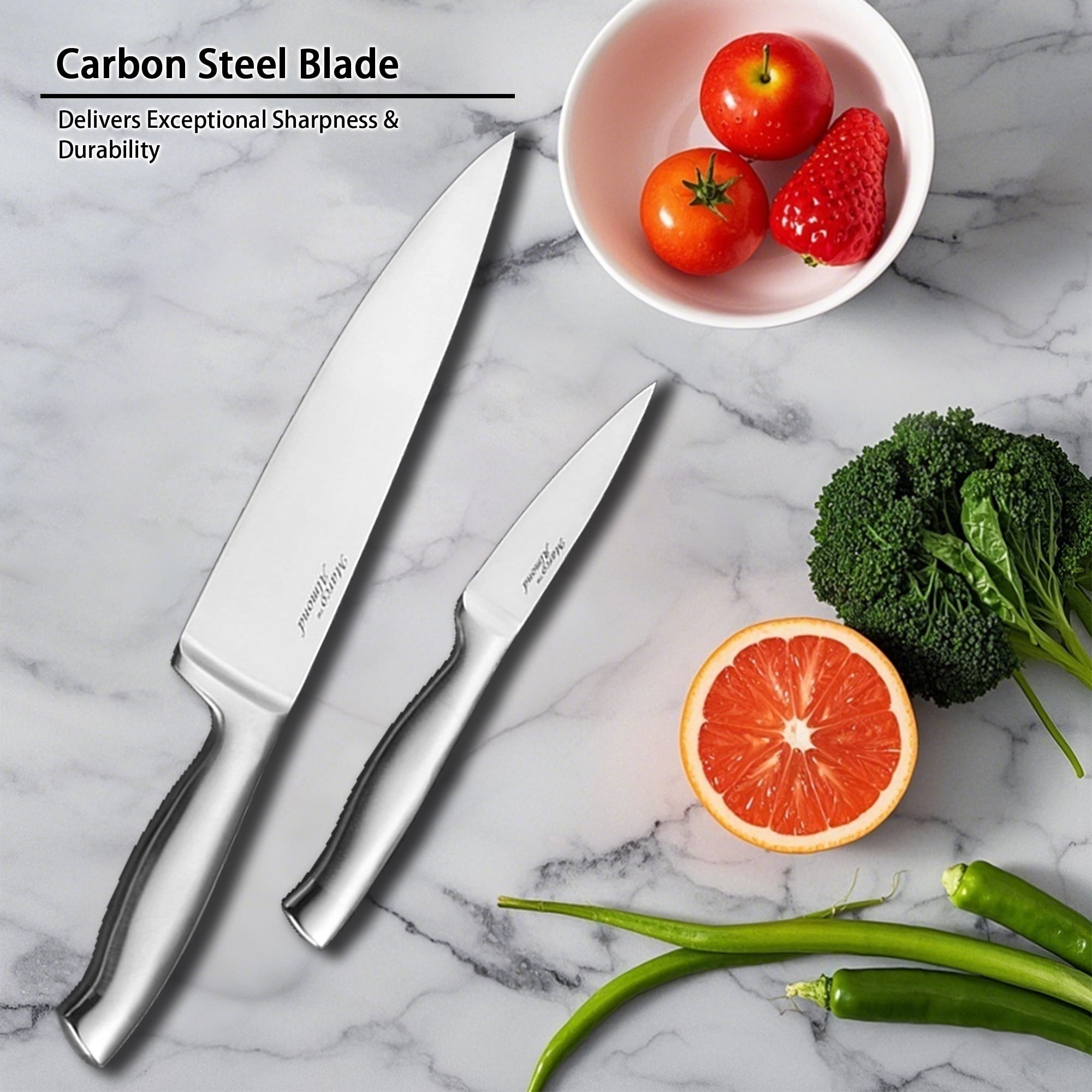 Free Shipping! Marco Almond 14-Piece Stainless Steel Knife Block