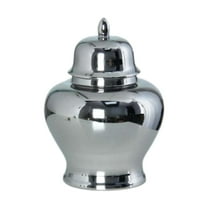 kowaku Ceramic Flower Vase Porcelain Ginger Jar Home Decoration Multipurpose Decorative Storage Jar Temple Jar for Cafe Office Shelf Silvery