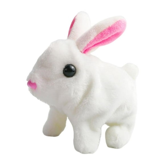Soft Rabbit Toy, Walking Jumping Sounds Hopping Smart Flopsie Bunny Dolls Stuffed Animal, Bunny for Preschool Kids Children Girls Boys - White