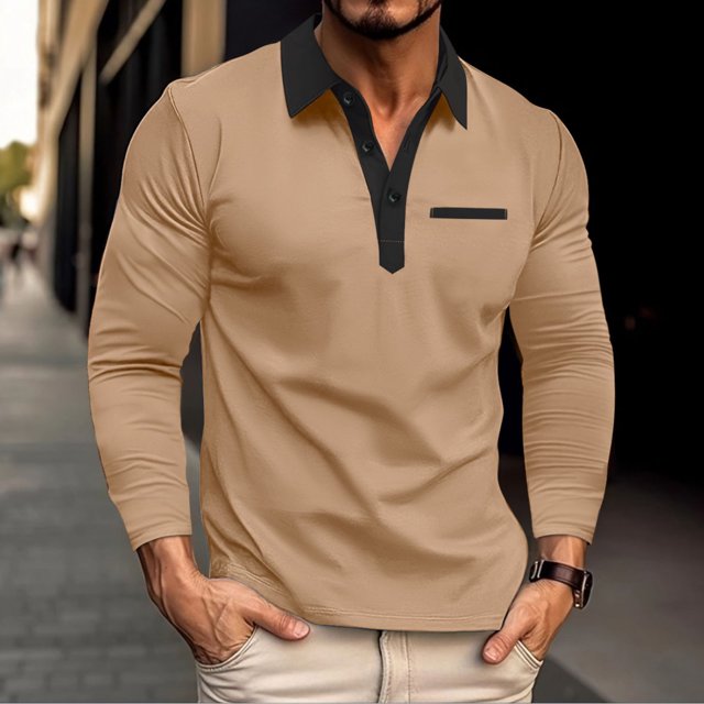 Chemises pour Hommes Chemise de Sport à Manches Longues avec Col Rabattu et Boutons