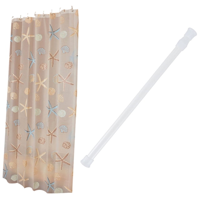 1 Set Modern Shower Curtain Starfish Partition Fresh & 1 Pcs Shower Rod Shower Curtain Rod Telescopic Rod Rod Shower