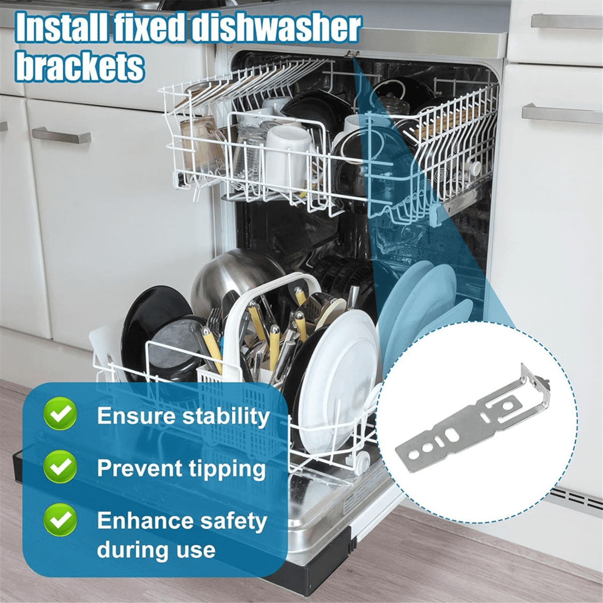 2Pcs Dishwasher Mounting Fastening Bracket, WD01X27759 Quartz Countertop Install Clips
