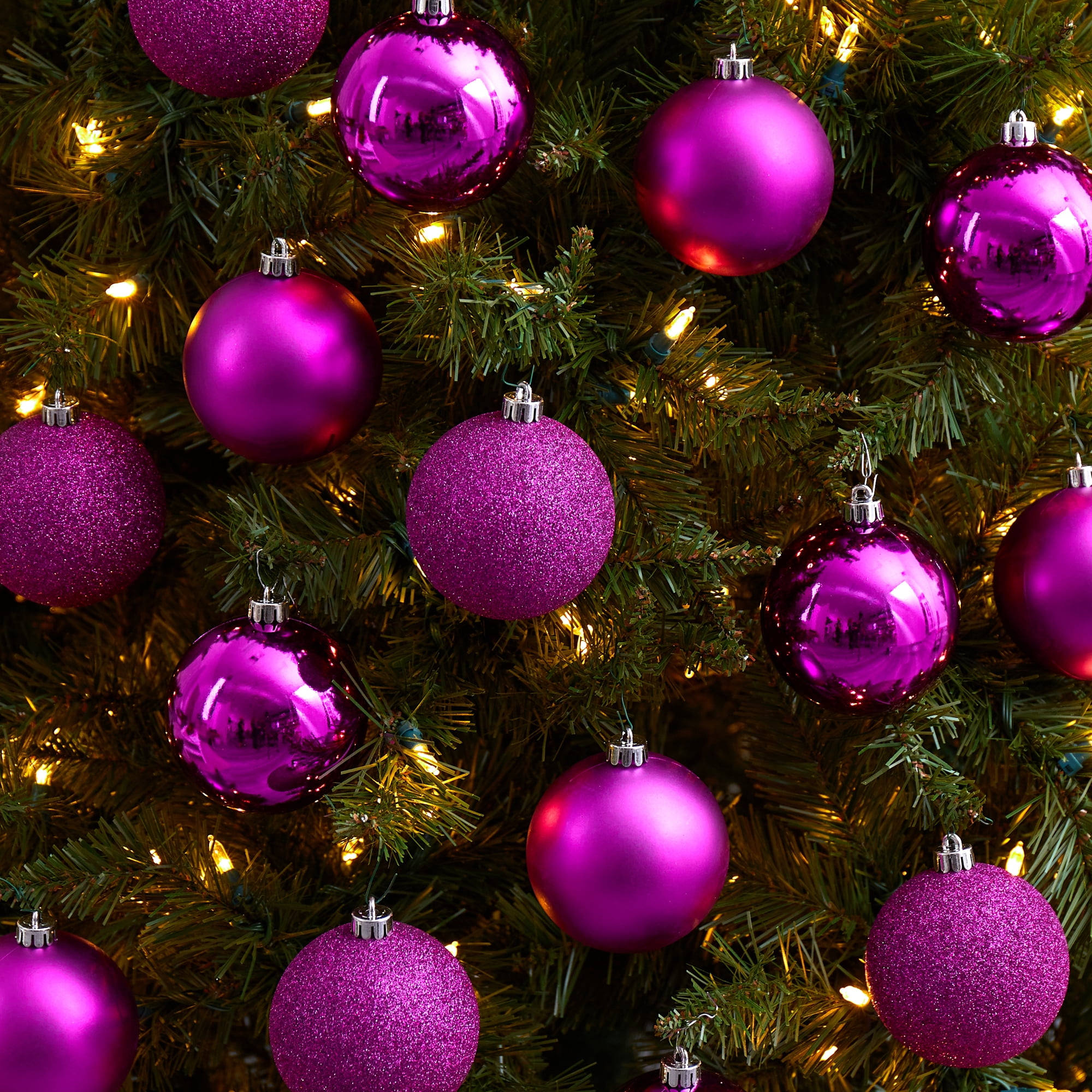 Nearly Natural Pink Plastic Holiday Christmas 3" Shatterproof Ornament Set, 20 Count