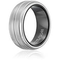 thumbnail image 2 of Forever Facets White Sapphire Tungsten Brushed Striped Comfort Fit Wedding Band, Size 8, Male, 2 of 2