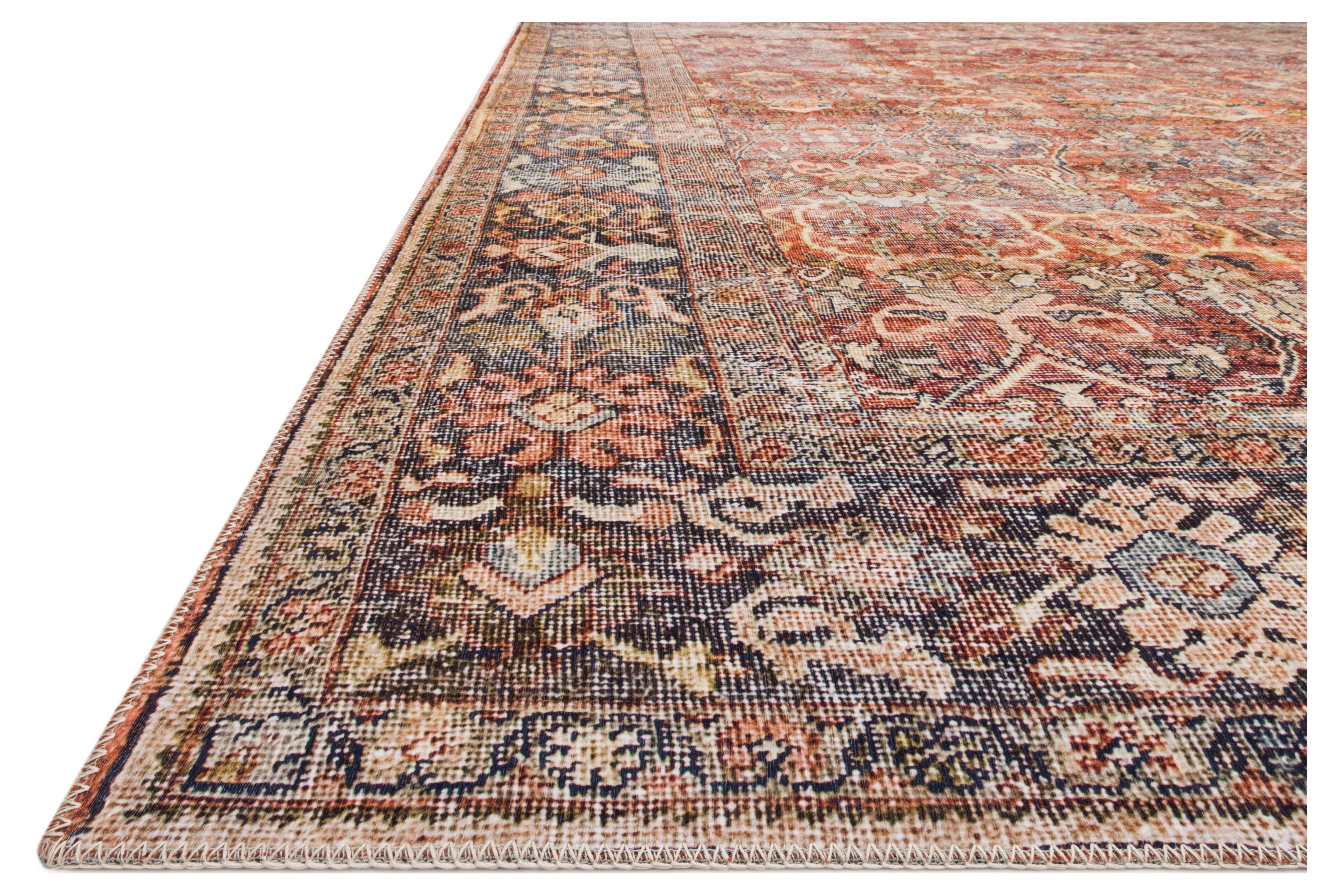 Loloi Layla Printed Oriental Distressed Spice / Marine Area Rug