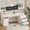 White, variant on Farmhouse Computer Desk with Drawers, 65'' Home Office Desk with Power Outlets, Storage Cabinet and Printer Stand, Study Writing Desks with Long Monitor Stand, Black