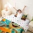 thumbnail image 3 of jejeloiu Colorful Cartoon Turtle Twin Duvet Cover,Underwater Coral Print Twin Bedding For Boys,Orange Multicolor,Polkadot Reversible,2pcs,1 Duvet Cover and 1 Pillowcase, 3 of 6