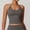 Gray, variant on Women's Basic Scoop Neck Backless Double Lined Tie Halter Tank Tops Cute Summer Trendy Sleeveless Shirts Sports Workout Gym Crop Top Going Out Slim Fitted Sexy Army Green L
