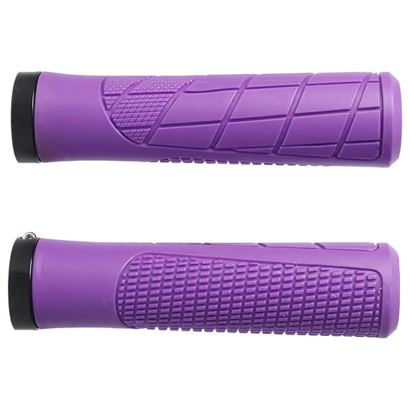 Rubber Handlebar Grips, Single Lock-On, Anti-Slip, Shock-Absorbing, Comfortable, Purple Mountain Bike Grips for 0.9 in / 2.3 cm Handlebar, Folding Bikes, and Fixed Gear