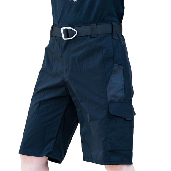 FRSASU Men's 3/4 Cargo Shorts Multi Pockets Elastic Below Knee Long Shorts Summer Casual Hiking Short Pants with Zip Pocket Black