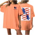 thumbnail image 1 of Camiseta de Cuello Redondo Impresa Delantera Y Trasera Del Día de la Independencia de las Mujeres, Tops Cortos Casuales para las Mujeres, 1 of 5