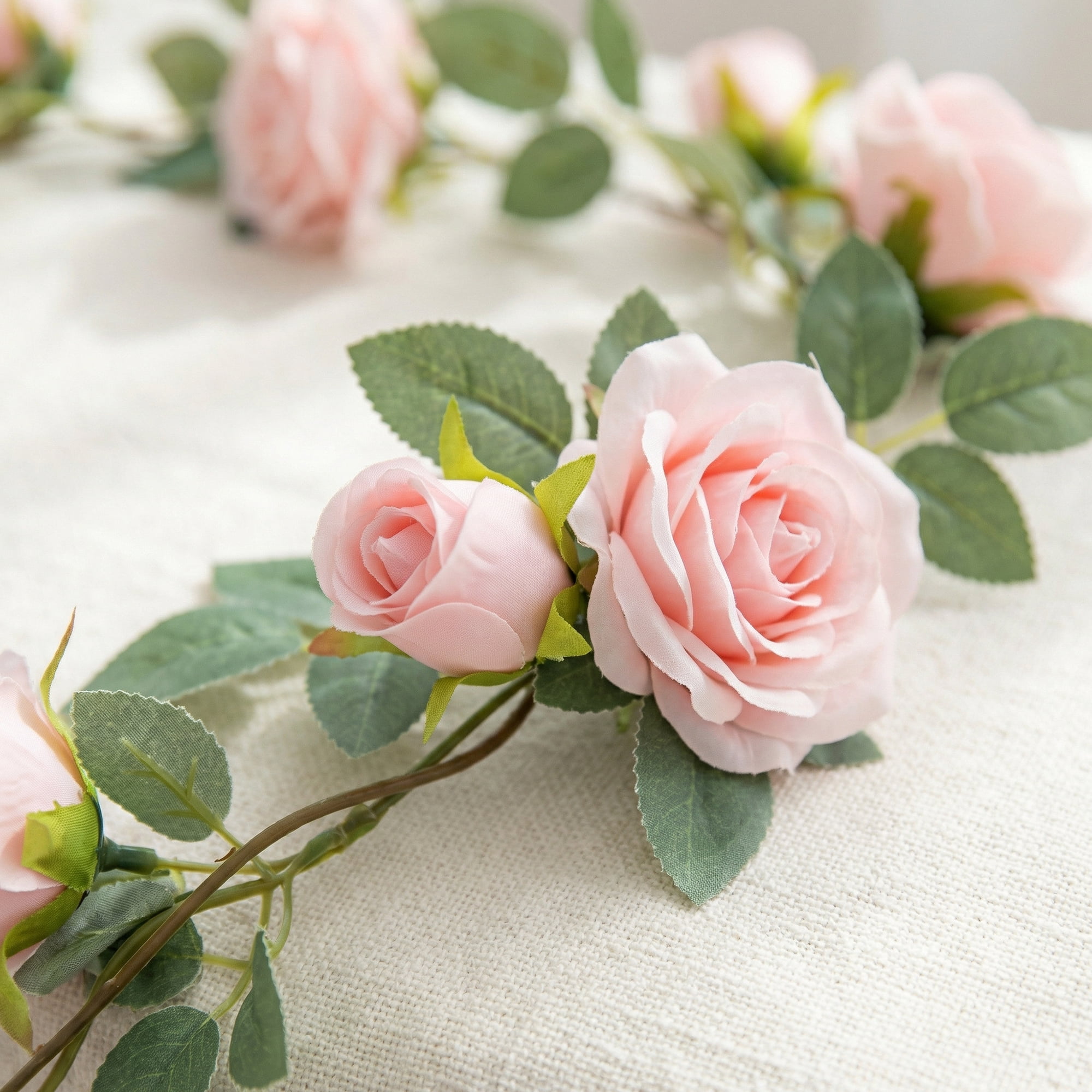 Unique Bargains Artificial Eucalyptus Garland Faux Flower Vine Rose Pink 71inch