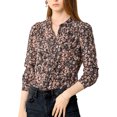 thumbnail image 1 of Blusa de gasa floral Unique Bargains Negro rosa Talla M, 1 of 6