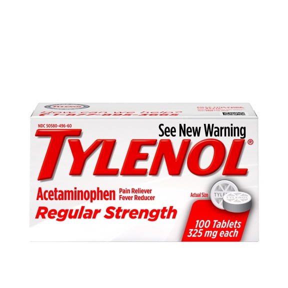 Tylenol Regular Strength Tablets with 325 mg Acetaminophen, 100 Count