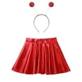 thumbnail image 3 of Sholeno Tenue Alien pour Filles Jupe Plissée Métallique Pailletée avec Bandeau à Antennes Rouge 12, 3 of 5