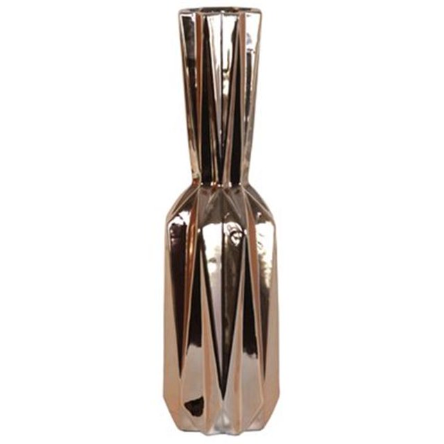 Urban Trends Collection 25021 Ceramic Patterned Bottle Vase with Trumpet Lip, Rose Gold - Large