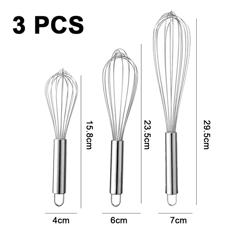 Stainless Steel Wire Whisk Set - 3 Packs Balloon Whisk, Thick Wire Wisk ＆  Strong Handles, Egg Frother for Cooking, Blending, Whisking, Beating and