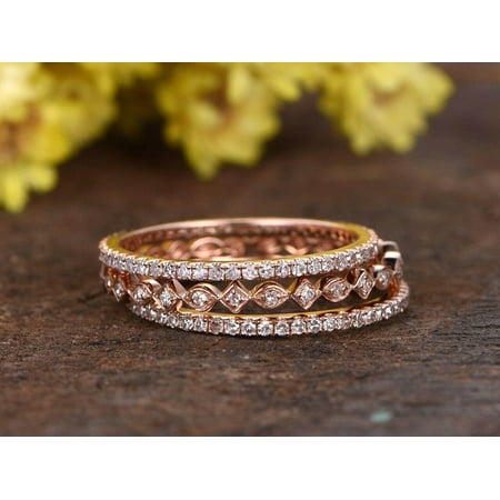 1.50 Carat 3 wedding Ring set Wedding Band set with 18k Gold Plating