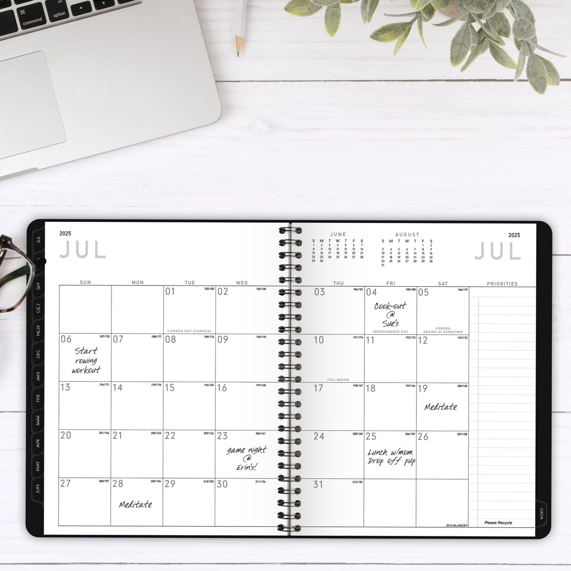 2024-2025 AT-A-GLANCE® Academic Weekly/Monthly Medium Planner, 7" x 8-3/4", Black, July to June