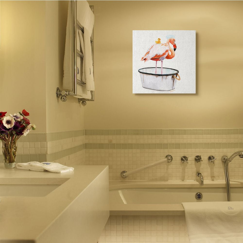 Stupell Industries Flamingo Bath Time Charming Bubble Detail Designed by Jennifer Redstreake