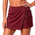 thumbnail image 4 of TAGOLD Women Sweat Shorts for Womens Solid Color Linen Wrap Mini Skort Functional Side Storage Pockets Elastic Waist Summer Beach Vacation Bottoms, 4 of 4