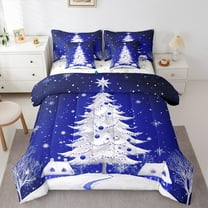jejeloiu Christmas Theme Twin Bedding Sets 7-Piece,Luxury Xmas Tree Bedding Comforter Set,Pink Blue Sheet Sets For Children,Super Cozy Room Decor Reversible