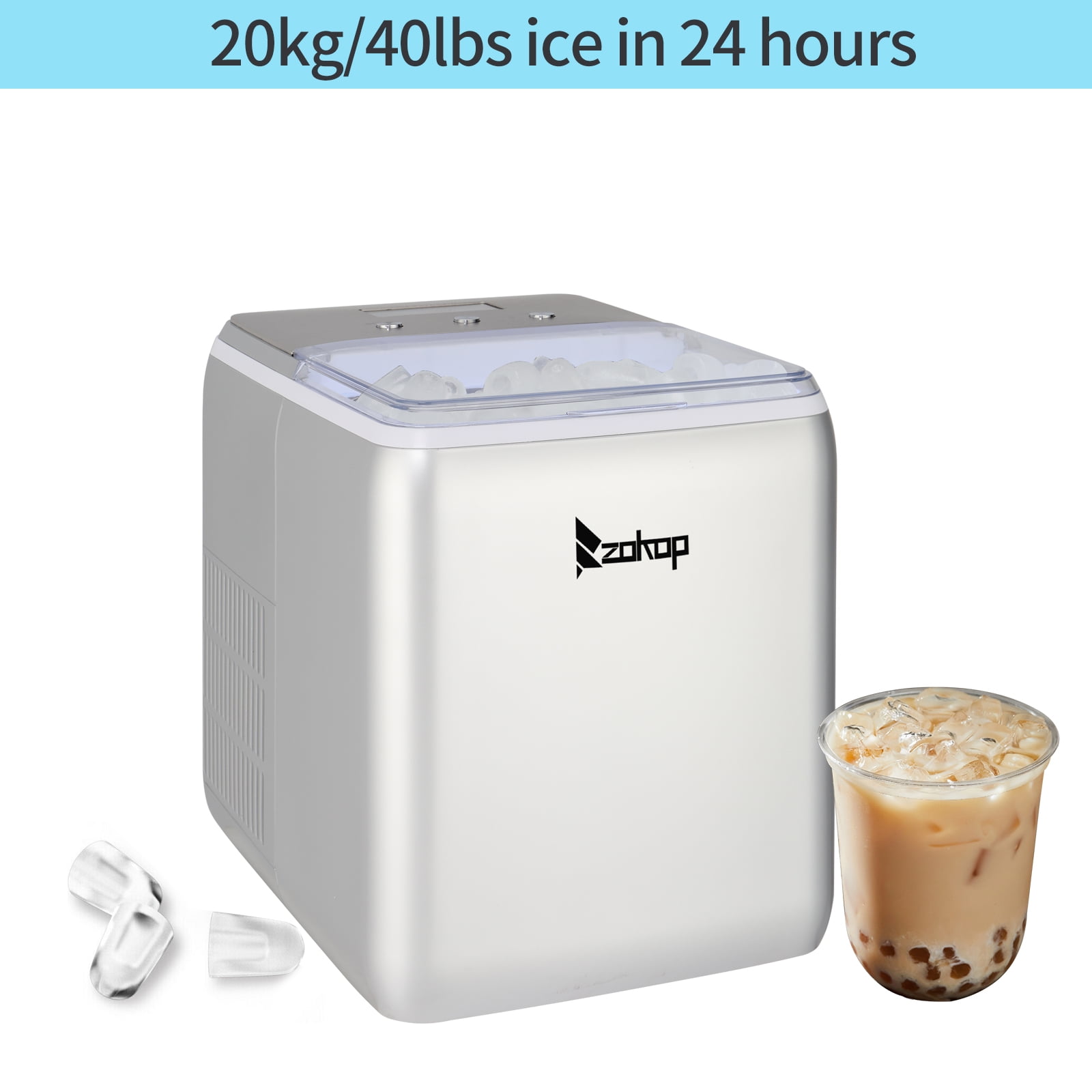 Lowestbest Portable Ice Maker, 24-Hour Countertop Ice Maker, Compact Automatic Ice Maker