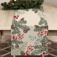 thumbnail image 5 of Winter Pine Cone Needle Branch Berry Table Runner, Watercolor Botanical Tabletop Scarf Home Kitchen Plant Decor, Christmas Farmhouse Holiday Rustic Burlap Dining Decoration Party Supply 13 X 36, 5 of 6