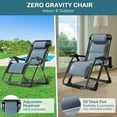 thumbnail image 5 of Lilypelle Ice Silk Zero Gravity Chair, Folding Portable Padded Reclining Lounge Chair with Headrest, Side Table, Supports up to 440lbs，Blue, 5 of 13