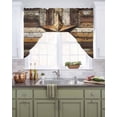 thumbnail image 2 of Retro Star Swag Valance and Tier Curtains Set Country Shabby Texas Stars Mottled Old Wood Grain Kitchen Curtains 3 Piece Set Rod Pocket Panels for Bedroom Cafe 56x36 inch, 2 of 6