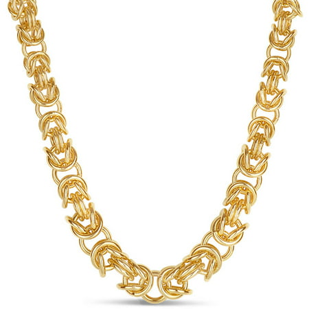 18kt Gold over Sterling Silver 7mm Byzantine Square Link Necklace, 18