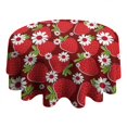 thumbnail image 4 of Red Strawberry Plants Fruit Flower Round Tablecloth 60"x60",Wrinkle Wipeable Table Cloth for Kitchen Dining Room Picnic Patio Party, 4 of 6
