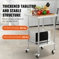 thumbnail image 2 of KFFKFF 24x24x38 Inch Stainless Steel Table, 700 LBS Capacity, Mobile with 4 Casters, 3 Height Settings, Durable Kitchen Prep Station for Commercial Use, Silver, 2 of 8