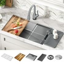 DELTA Lorelai 32 Workstation Kitchen Sink Undermount 16 Gauge Stainless Steel Single Bowl with WorkFlow Ledge and Accessories