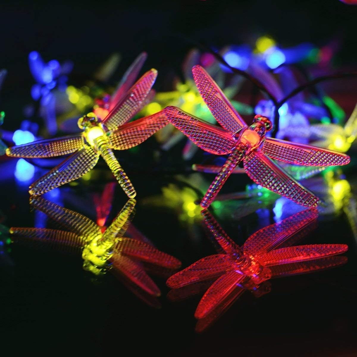 Outdoor Garden Solar String Lights, 7m 50LED Solar Garden Dragonfly String Lights Dragonfly String Light Waterproof for Yard