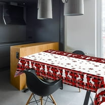 LanSuare Reindeer Print Christmas Tablecloth, Disposable Plastic Rectangle Waterproof Table Cover, for Dining Table, Christmas Party Decoration Supplies