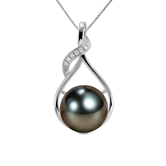 Collar NONNYL con perla negra tahitiana, 9-10 mm, chapado en oro de 18 quilates