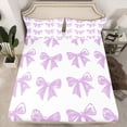 thumbnail image 2 of Manfei Purple Bow Boy Girl 3pcs Twin Sheet Sets,Dreamy Princess Twin Fitted Sheet,Cute Bowknot Breathable Flat Sheet,Super Cozy Room Decor, 2 of 7