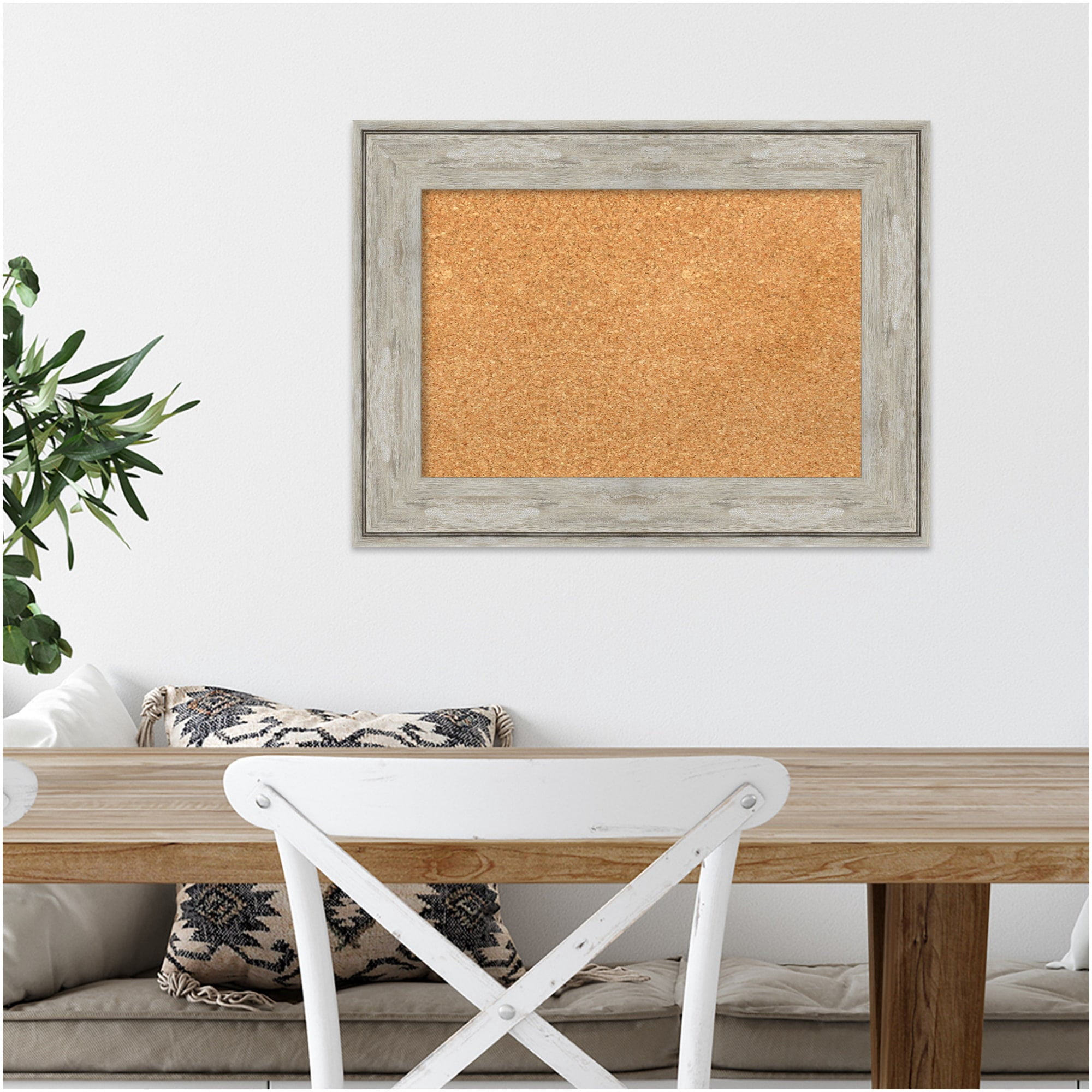 Amanti Art Natural Cork Board Framed Crackled Metallic Bulletin Board 23 in. x 17 in.