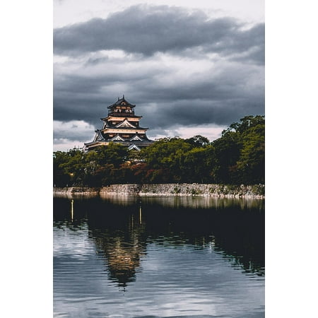 Outdoor Landscape Pagoda LAMINATED POSTER Outdoors Architecture Lake Landscape Dawn Pagoda Poster Print 24 x 36 ()