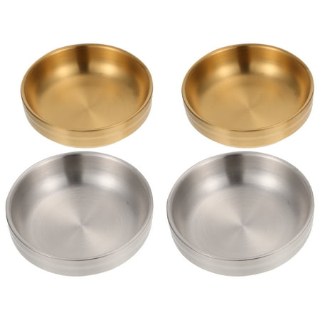 

BESTONZON 4Pcs Stainless Steel Sauce Dishes Practical Saucer Durable Sauce Bowls