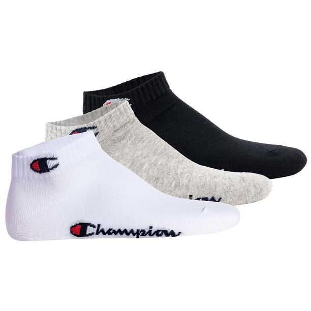 Champion calcetines unisex, paquete de 3 - cuarto calcetines, básico, logotipo Negro/Blanco/Gris EU 35-38