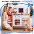 thumbnail image 2 of Yexmas Kids Play Kitchen,Wooden Pretend Kitchen Play Set for Toddlers with Chalkboard,Stove&Cookware Accessories,Toddler Toy Kitchen Gift for Boys Girls, White, 2 of 7